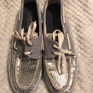 Sparkly SPERRYS. Gently used